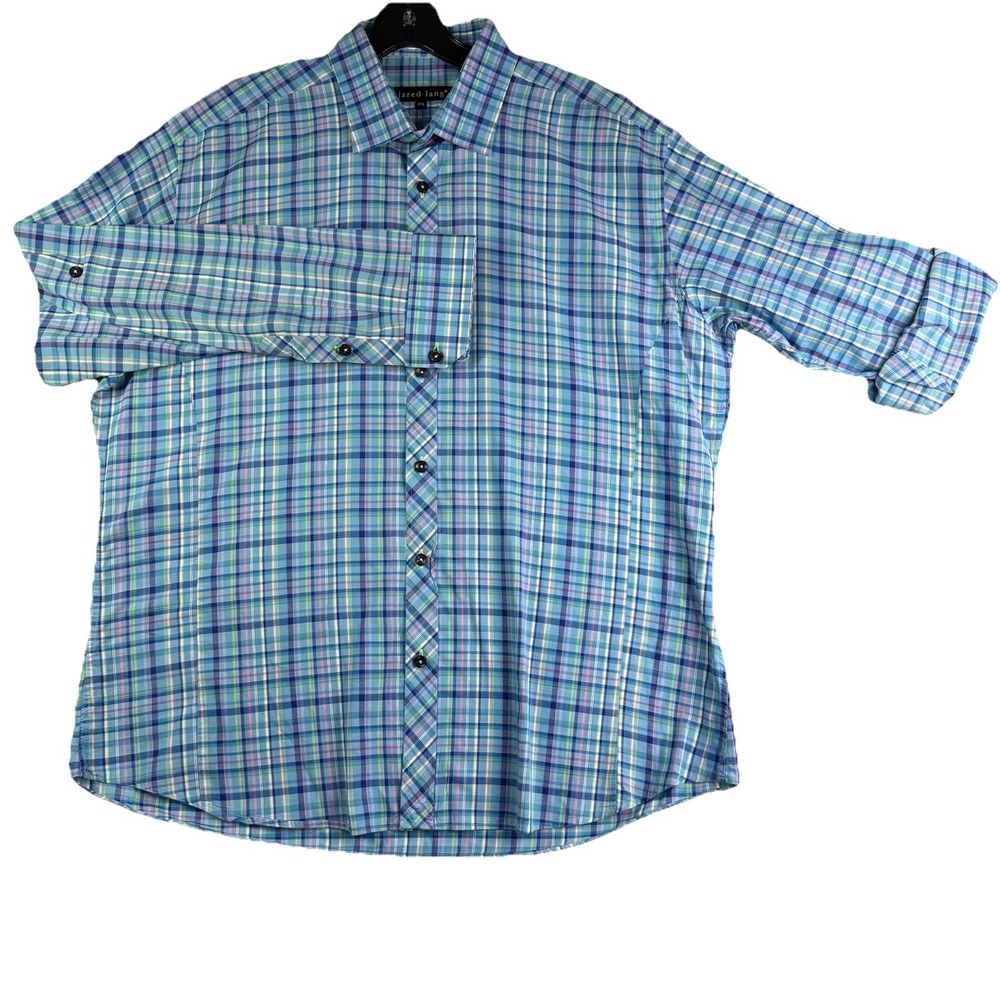 Jared Lang Button Up Plaid Shirt Men's 2XL Long Sleeve Casual Everyday *READ